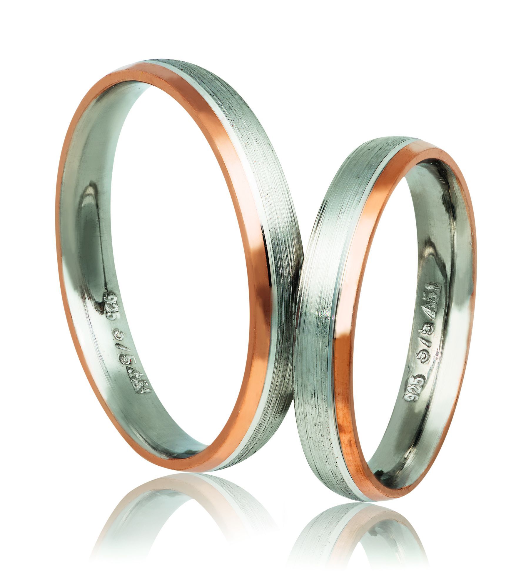 White gold & rose gold wedding rings 3.7mm(code AS33r)